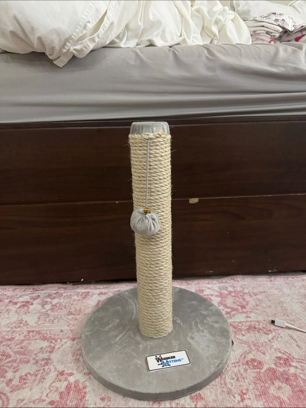 Gray & Natural Sisal Cat Scratching Post with Dangling Toy - Neutral